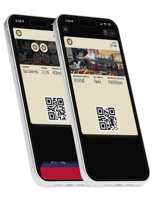 Tarjeta de fidelidad digital de SpiClients en la billetera de un celular